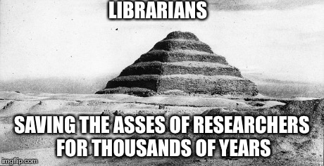 Librarians | LIBRARIANS SAVING THE ASSES OF RESEARCHERS FOR THOUSANDS OF YEARS | image tagged in librarians,libraries,researchers,scientists,research | made w/ Imgflip meme maker