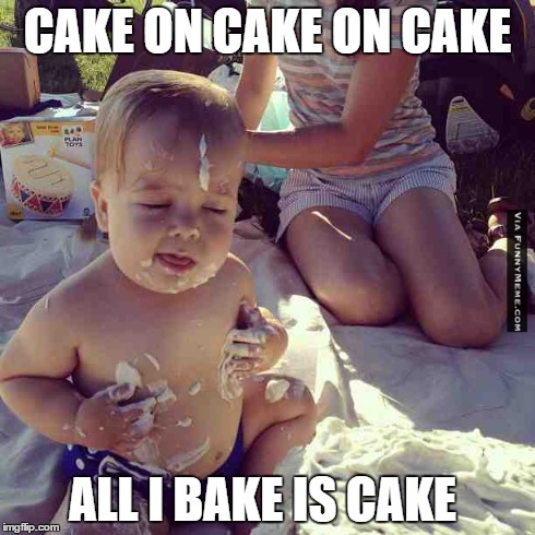 CAKE ON CAKE ON CAKE ALL I BAKE IS CAKE | image tagged in funny | made w/ Imgflip meme maker