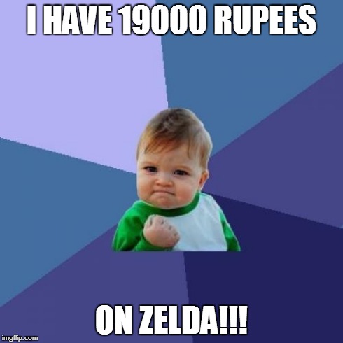 Success Kid Meme | I HAVE 19000 RUPEES ON ZELDA!!! | image tagged in memes,success kid | made w/ Imgflip meme maker