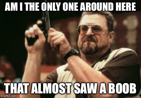 Am I The Only One Around Here Meme | AM I THE ONLY ONE AROUND HERE THAT ALMOST SAW A BOOB | image tagged in memes,am i the only one around here | made w/ Imgflip meme maker