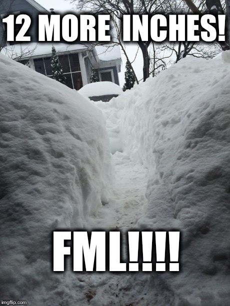 12 MORE INCHES! FML!!!! | image tagged in new england,snow,blizzard,winter | made w/ Imgflip meme maker
