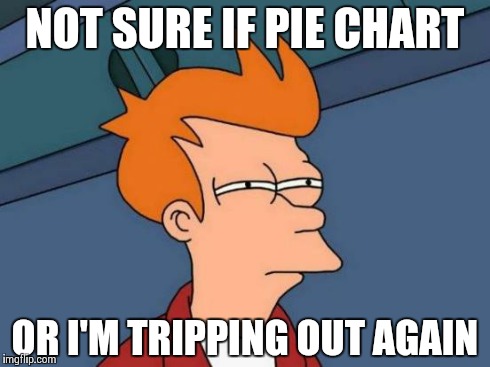 Futurama Fry Meme | NOT SURE IF PIE CHART OR I'M TRIPPING OUT AGAIN | image tagged in memes,futurama fry | made w/ Imgflip meme maker