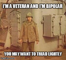 I'M A VETERAN AND I'M BIPOLAR YOU MAY WANT TO TREAD LIGHTLY | image tagged in veteran | made w/ Imgflip meme maker