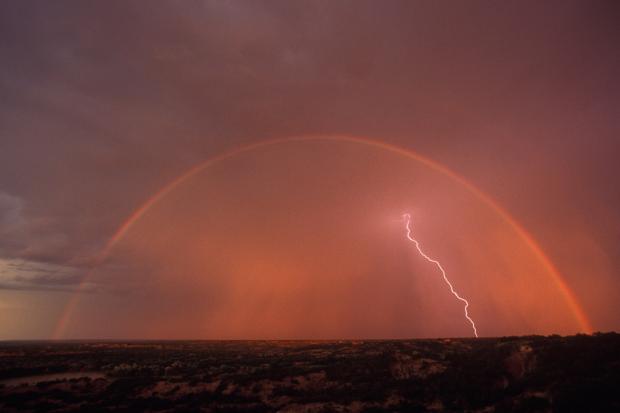 Rainbow behind storm  Blank Meme Template