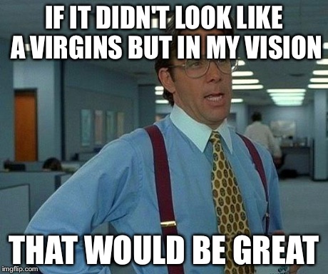 That Would Be Great Meme | IF IT DIDN'T LOOK LIKE A VIRGINS BUT IN MY VISION THAT WOULD BE GREAT | image tagged in memes,that would be great | made w/ Imgflip meme maker