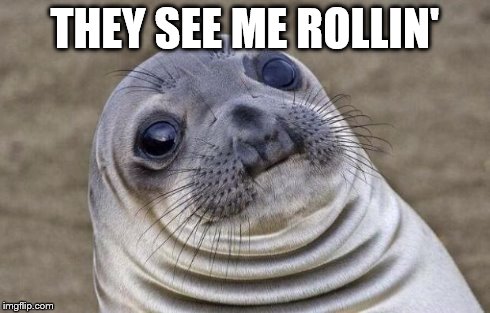 Awkward Moment Sealion Meme | THEY SEE ME ROLLIN' | image tagged in memes,awkward moment sealion | made w/ Imgflip meme maker