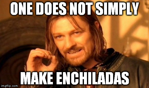 One Does Not Simply Meme | ONE DOES NOT SIMPLY MAKE ENCHILADAS | image tagged in memes,one does not simply | made w/ Imgflip meme maker