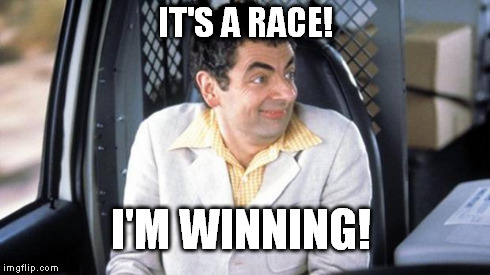 Rat Race I'm Winning | IT'S A RACE! I'M WINNING! | image tagged in rat race i'm winning | made w/ Imgflip meme maker