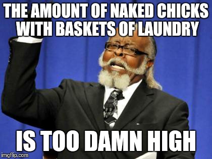 Too Damn High | THE AMOUNT OF NAKED CHICKS WITH BASKETS OF LAUNDRY IS TOO DAMN HIGH | image tagged in memes,too damn high | made w/ Imgflip meme maker