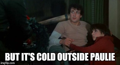 BUT IT'S COLD OUTSIDE PAULIE | image tagged in rocky | made w/ Imgflip meme maker