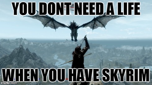 Skyrim meme | YOU DONT NEED A LIFE WHEN YOU HAVE SKYRIM | image tagged in meme,skyrim | made w/ Imgflip meme maker