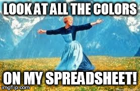 My Coworkers Love My Color Coding | LOOK AT ALL THE COLORS ON MY SPREADSHEET! | image tagged in memes,look at all these,spreadsheet,coworkers | made w/ Imgflip meme maker
