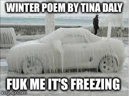winter | WINTER POEM BY TINA DALY FUK ME IT'S FREEZING | image tagged in winter | made w/ Imgflip meme maker