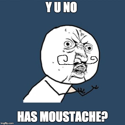 Y U No | Y U NO HAS MOUSTACHE? | image tagged in memes,y u no | made w/ Imgflip meme maker