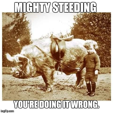 MIGHTY STEEDING YOU'RE DOING IT WRONG. | image tagged in guide to win | made w/ Imgflip meme maker
