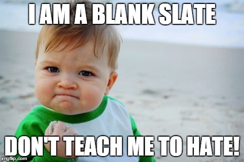 Success Kid Original | I AM A BLANK SLATE DON'T TEACH ME TO HATE! | image tagged in memes,success kid original | made w/ Imgflip meme maker