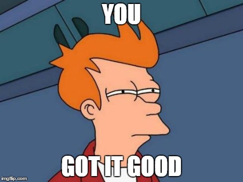YOU GOT IT GOOD | image tagged in memes,futurama fry | made w/ Imgflip meme maker