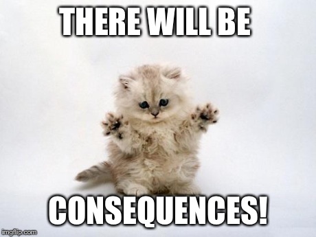THERE WILL BE CONSEQUENCES! | image tagged in kitty fury | made w/ Imgflip meme maker