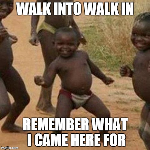 Third World Success Kid Meme | WALK INTO WALK IN REMEMBER WHAT I CAME HERE FOR | image tagged in memes,third world success kid | made w/ Imgflip meme maker