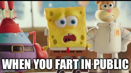 SpongeBob Moment | WHEN YOU FART IN PUBLIC | image tagged in spongebob moment | made w/ Imgflip meme maker