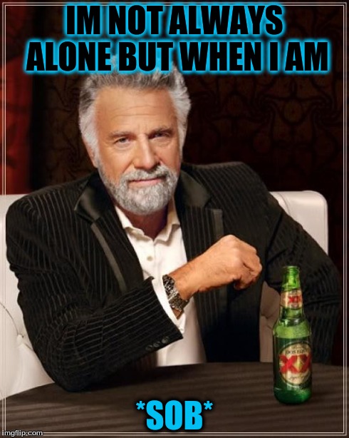The Most Interesting Man In The World Meme | IM NOT ALWAYS ALONE BUT WHEN I AM *SOB* | image tagged in memes,the most interesting man in the world | made w/ Imgflip meme maker