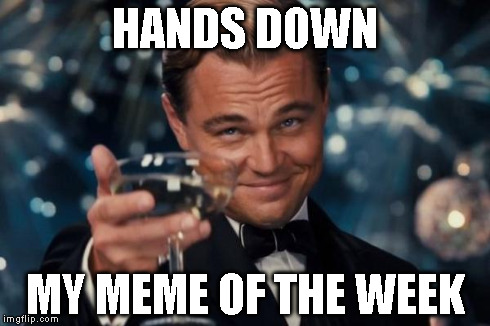 Leonardo Dicaprio Cheers Meme | HANDS DOWN MY MEME OF THE WEEK | image tagged in memes,leonardo dicaprio cheers | made w/ Imgflip meme maker