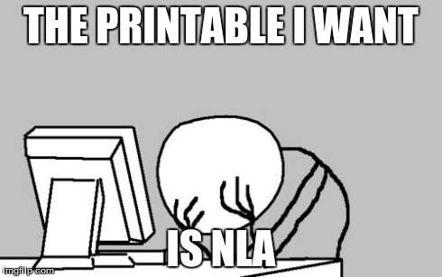 Computer Guy Facepalm | THE PRINTABLE I WANT IS NLA | image tagged in memes,computer guy facepalm | made w/ Imgflip meme maker