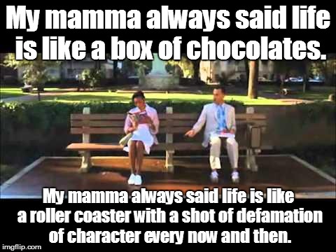 Forrest Gump Chocolates | My mamma always said life is like a box of chocolates. My mamma always said life is like a roller coaster with a shot of defamation of chara | image tagged in forrest gump chocolates | made w/ Imgflip meme maker