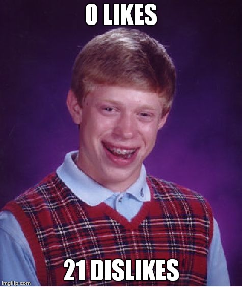Bad Luck Brian Meme | O LIKES 21 DISLIKES | image tagged in memes,bad luck brian | made w/ Imgflip meme maker
