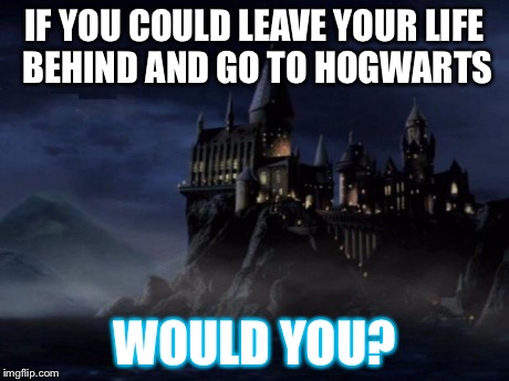 IF YOU COULD LEAVE YOUR LIFE BEHIND AND GO TO HOGWARTS WOULD YOU? | image tagged in hogwarts castle 1 | made w/ Imgflip meme maker