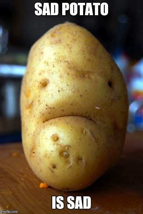 sad potato | SAD POTATO IS SAD | image tagged in sad potato | made w/ Imgflip meme maker