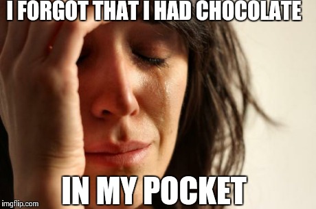 It was a symphony of sadness. | I FORGOT THAT I HAD CHOCOLATE IN MY POCKET | image tagged in memes,first world problems | made w/ Imgflip meme maker