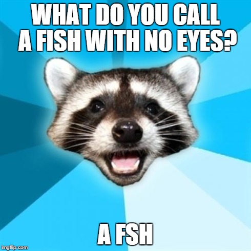 Lame Pun Coon | WHAT DO YOU CALL A FISH WITH NO EYES? A FSH | image tagged in memes,lame pun coon | made w/ Imgflip meme maker