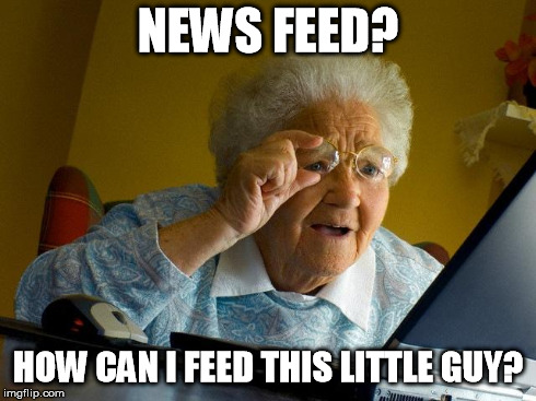 Grandma Finds The Internet | NEWS FEED? HOW CAN I FEED THIS LITTLE GUY? | image tagged in memes,grandma finds the internet | made w/ Imgflip meme maker