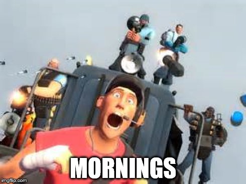 MORNINGS | image tagged in memes,team fortress 2,lol | made w/ Imgflip meme maker