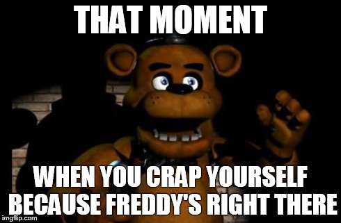 THAT MOMENT WHEN YOU CRAP YOURSELF BECAUSE FREDDY'S RIGHT THERE | image tagged in freddy | made w/ Imgflip meme maker