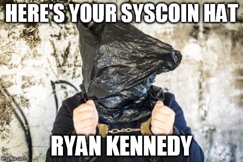 HERE'S YOUR SYSCOIN HAT RYAN KENNEDY | image tagged in dogecoin | made w/ Imgflip meme maker