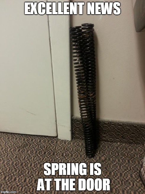 EXCELLENT NEWS SPRING IS AT THE DOOR | made w/ Imgflip meme maker