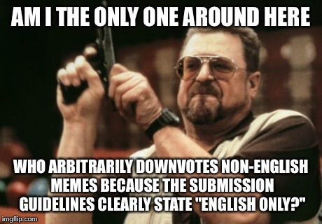 I mean, it's right there above the Submit button. | AM I THE ONLY ONE AROUND HERE WHO ARBITRARILY DOWNVOTES NON-ENGLISH MEMES BECAUSE THE SUBMISSION GUIDELINES CLEARLY STATE "ENGLISH ONLY?" | image tagged in memes,am i the only one around here | made w/ Imgflip meme maker