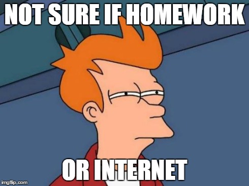 Futurama Fry | NOT SURE IF HOMEWORK OR INTERNET | image tagged in memes,futurama fry | made w/ Imgflip meme maker