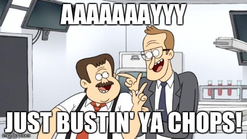 AAAAAAAYYY JUST BUSTIN' YA CHOPS! | image tagged in just busting your chops | made w/ Imgflip meme maker
