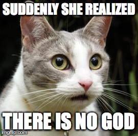 And Suddenly She Realized | SUDDENLY SHE REALIZED THERE IS NO GOD | image tagged in and suddenly she realized | made w/ Imgflip meme maker