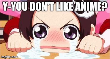 the crying anime girl | Y-YOU DON'T LIKE ANIME? | image tagged in the crying anime girl | made w/ Imgflip meme maker
