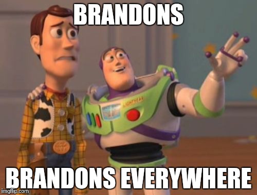 BRANDONS BRANDONS EVERYWHERE | image tagged in memes,x x everywhere | made w/ Imgflip meme maker