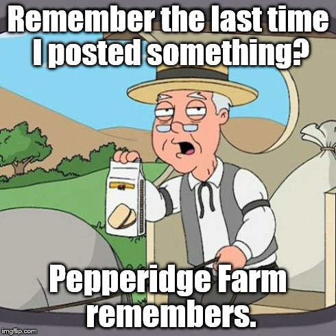 Apologies for my inactivity, guys. | Remember the last time I posted something? Pepperidge Farm remembers. | image tagged in memes,pepperidge farm remembers,sorry,inactive | made w/ Imgflip meme maker