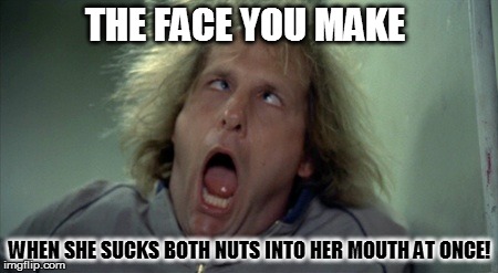 Scary Harry Meme | THE FACE YOU MAKE WHEN SHE SUCKS BOTH NUTS INTO HER MOUTH AT ONCE! | image tagged in memes,scary harry | made w/ Imgflip meme maker