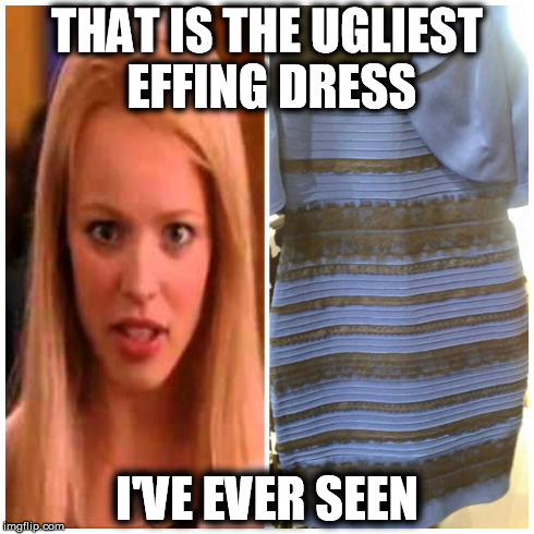 Reginas Opinion of TheDress | THAT IS THE UGLIEST EFFING DRESS I'VE EVER SEEN | image tagged in thedress | made w/ Imgflip meme maker