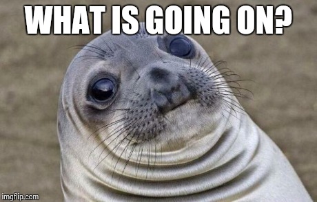 Awkward Moment Sealion | WHAT IS GOING ON? | image tagged in memes,awkward moment sealion | made w/ Imgflip meme maker