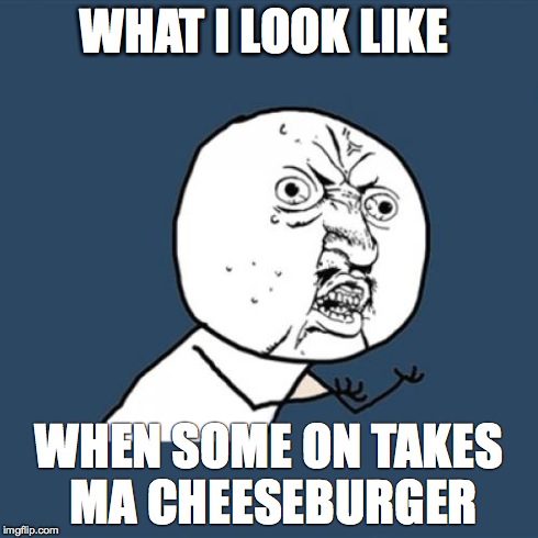Y U No | WHAT I LOOK LIKE WHEN SOME ON TAKES MA CHEESEBURGER | image tagged in memes,y u no | made w/ Imgflip meme maker