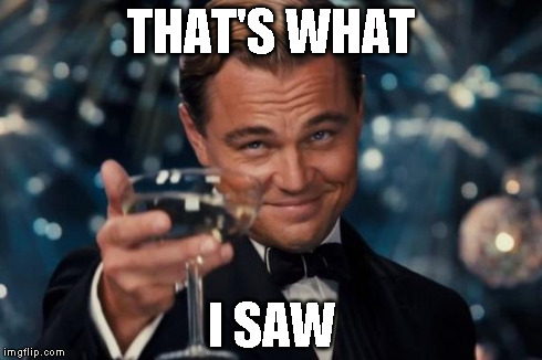 Leonardo Dicaprio Cheers Meme | THAT'S WHAT I SAW | image tagged in memes,leonardo dicaprio cheers | made w/ Imgflip meme maker